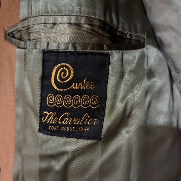 Men's Double-Breasted Brown Coat Curlee Wool, Car Coat, Vintage - Picture 13 of 14